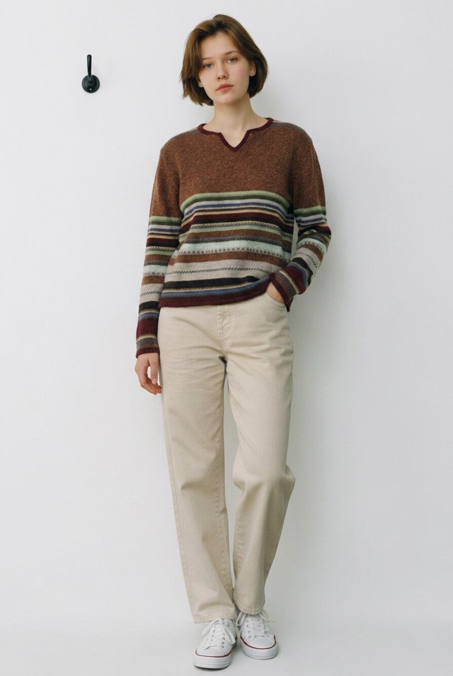L sweater Eddie Bauer brown textured knit 100% Lambswool Gorp core cabin grandma